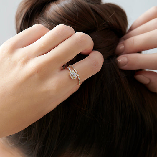 Oval Halo  Ring with Split Shank