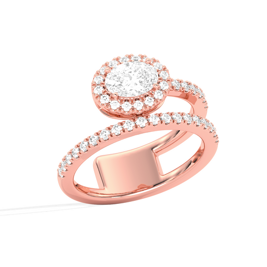 Oval Halo  Ring with Split Shank
