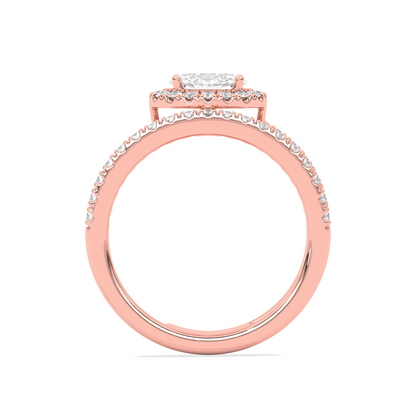 Oval Halo  Ring with Split Shank