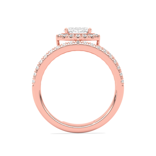 Oval Halo  Ring with Split Shank