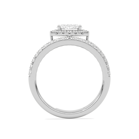 Oval Halo  Ring with Split Shank