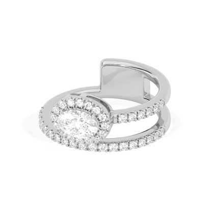 Oval Halo  Ring with Split Shank