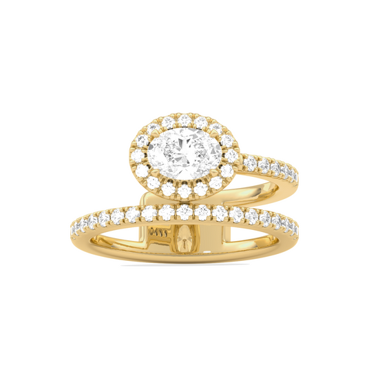 Oval Halo  Ring with Split Shank