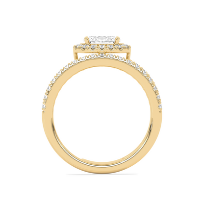 Oval Halo  Ring with Split Shank