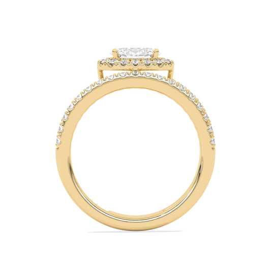 Oval Halo  Ring with Split Shank
