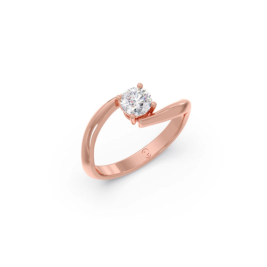 Round-Cut Bypass Solitaire Engagement Ring