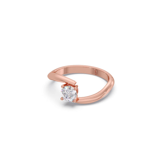 Round-Cut Bypass Solitaire Engagement Ring