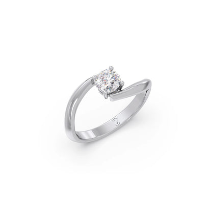Round-Cut Bypass Solitaire Engagement Ring