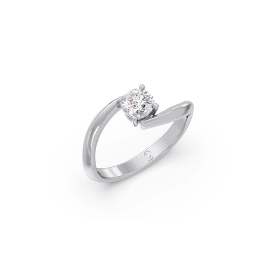 Round-Cut Bypass Solitaire Engagement Ring