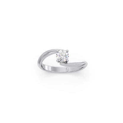 Round-Cut Bypass Solitaire Engagement Ring