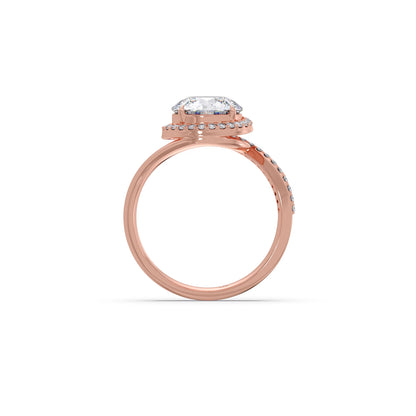 Round-Cut Halo Pavé Twist Engagement Ring