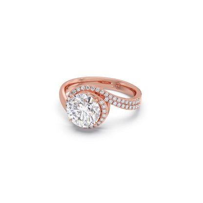 Round-Cut Halo Pavé Twist Engagement Ring