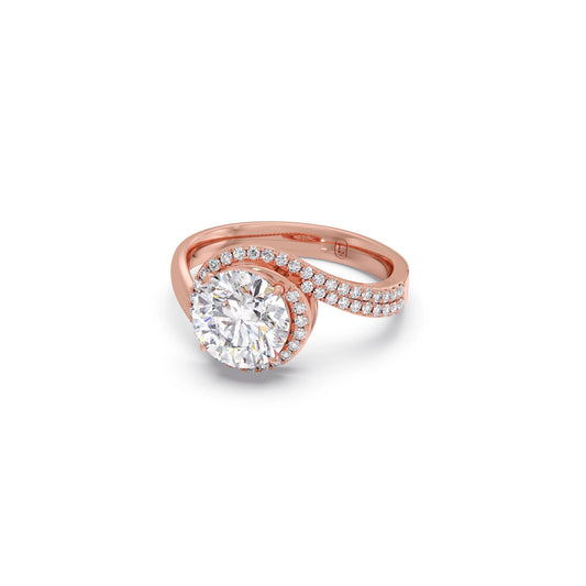 Round-Cut Halo Pavé Twist Engagement Ring