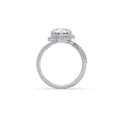 Round-Cut Halo Pavé Twist Engagement Ring