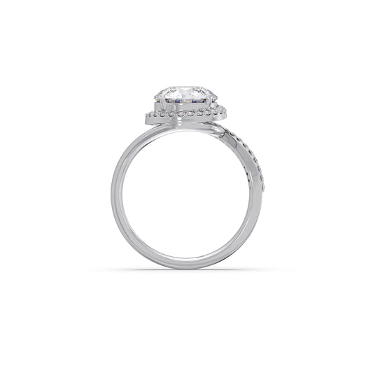 Round-Cut Halo Pavé Twist Engagement Ring