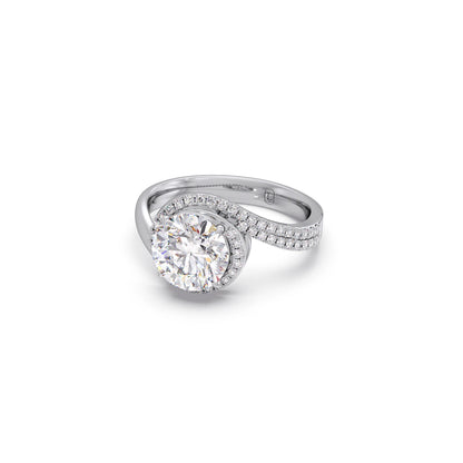 Round-Cut Halo Pavé Twist Engagement Ring