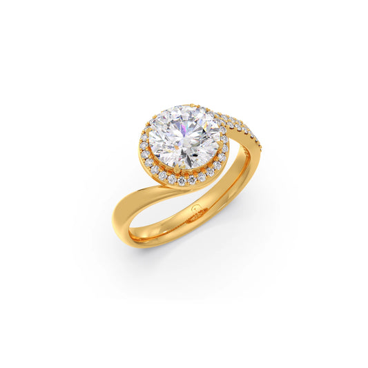Round-Cut Halo Pavé Twist Engagement Ring