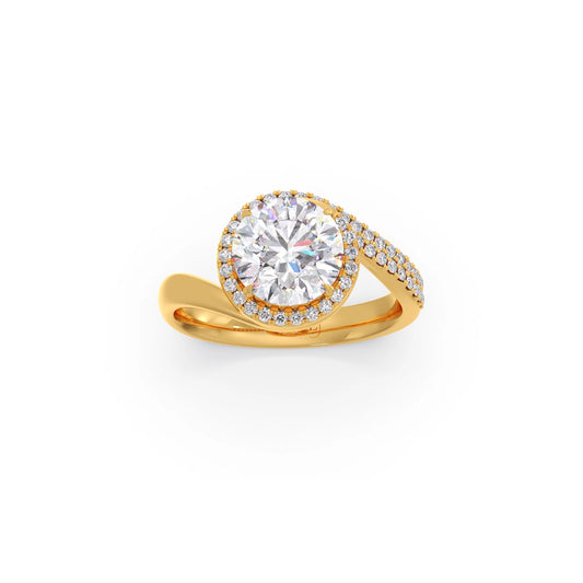 Round-Cut Halo Pavé Twist Engagement Ring