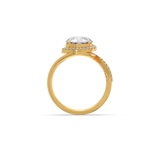 Round-Cut Halo Pavé Twist Engagement Ring