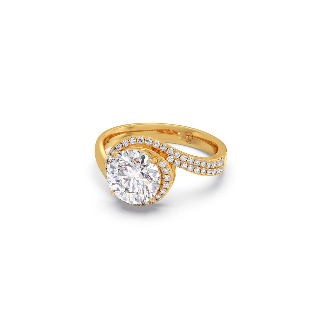 Round-Cut Halo Pavé Twist Engagement Ring