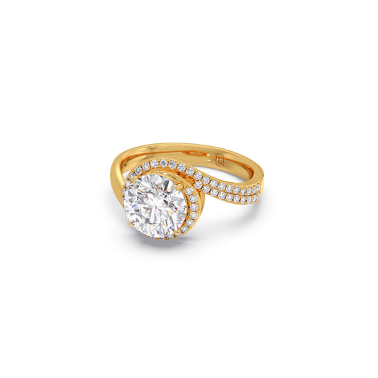 Round-Cut Halo Pavé Twist Engagement Ring