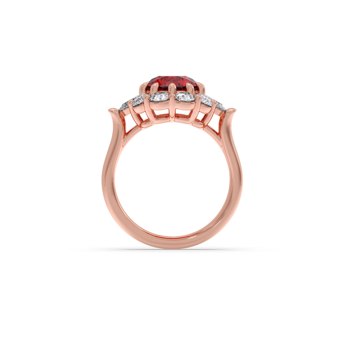 Pear and Round Diamond Halo Ring with Center Gemstone