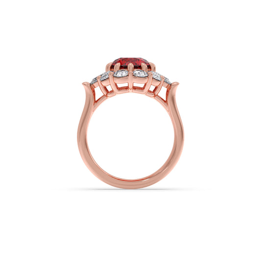 Pear and Round Diamond Halo Ring with Center Gemstone