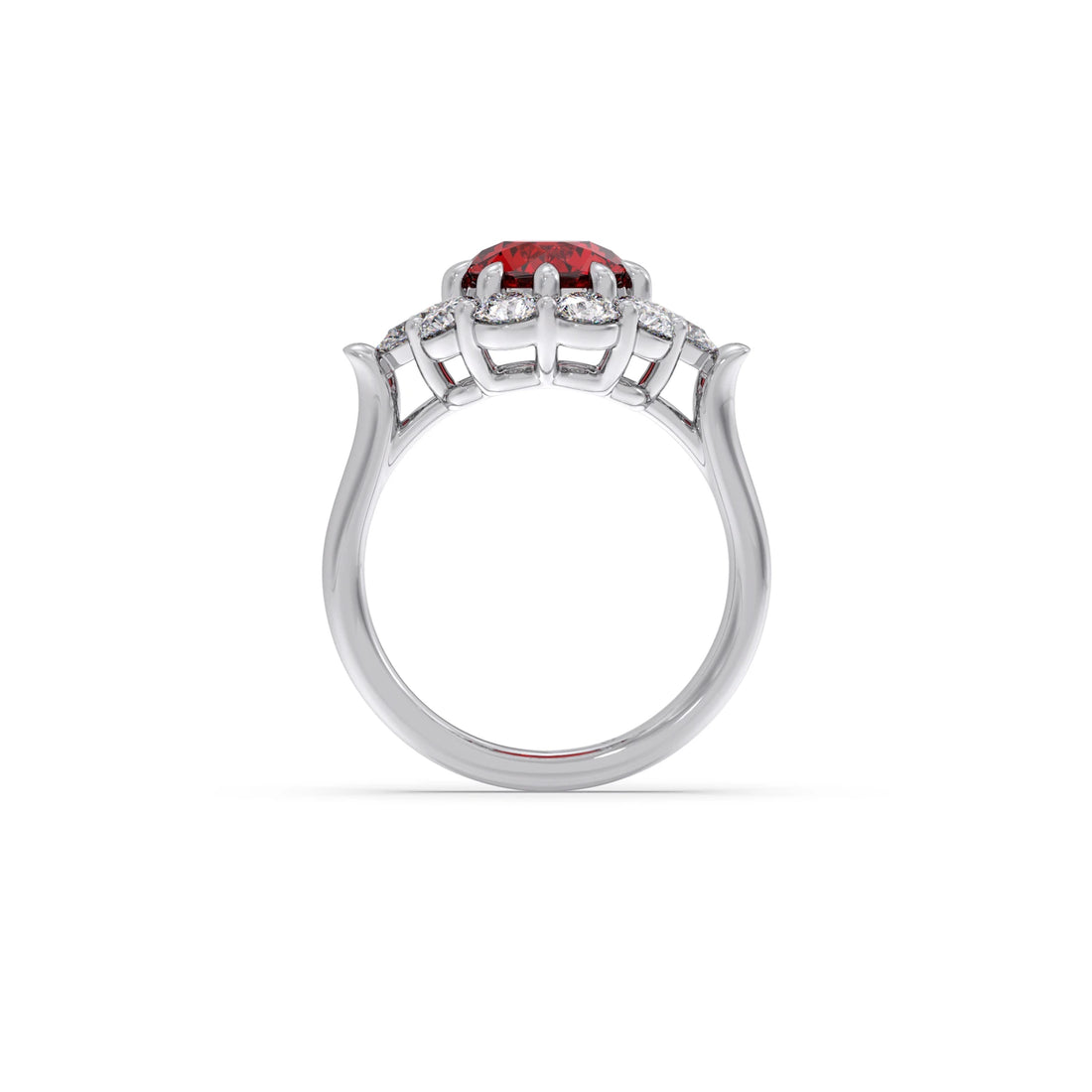 Pear and Round Diamond Halo Ring with Center Gemstone