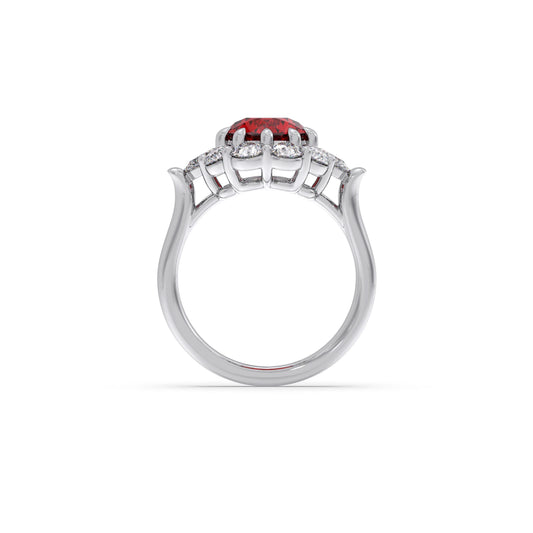 Pear and Round Diamond Halo Ring with Center Gemstone