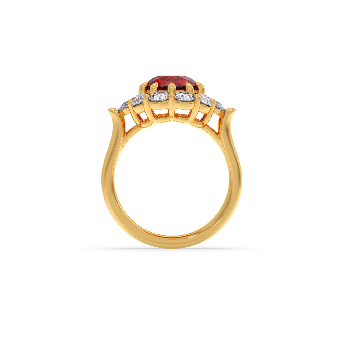 Pear and Round Diamond Halo Ring with Center Gemstone
