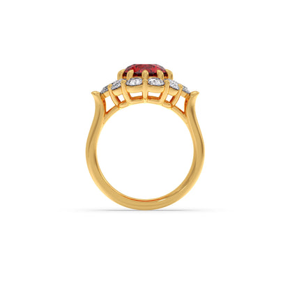 Pear and Round Diamond Halo Ring with Center Gemstone