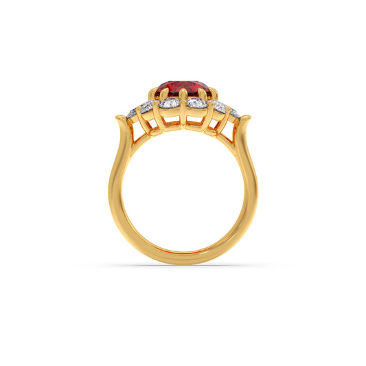 Pear and Round Diamond Halo Ring with Center Gemstone