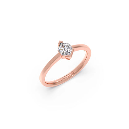 Half Bezel Set Smallitaire Tenz Hexa Cut Diamond Ring