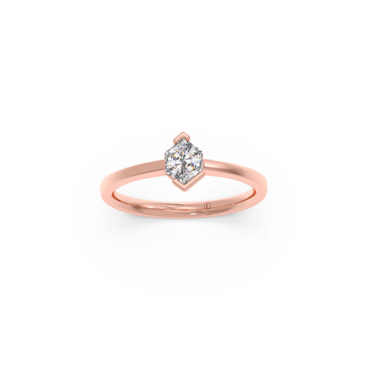 Half Bezel Set Smallitaire Tenz Hexa Cut Diamond Ring