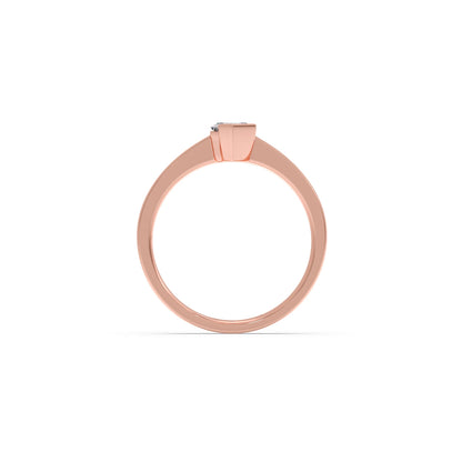 Half Bezel Set Smallitaire Tenz Hexa Cut Diamond Ring