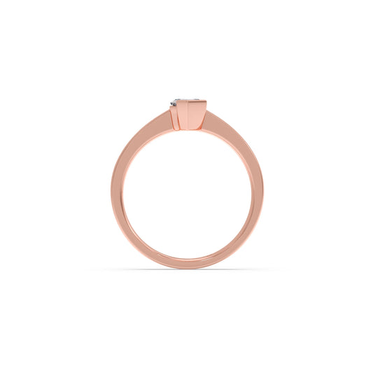 Half Bezel Set Smallitaire Tenz Hexa Cut Diamond Ring