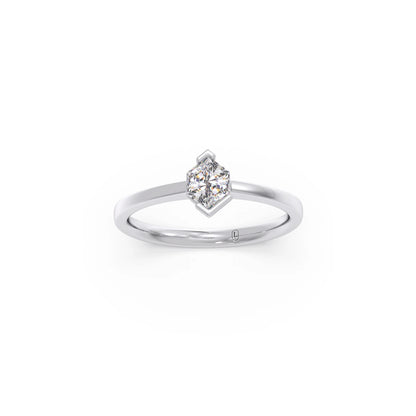 Half Bezel Set Smallitaire Tenz Hexa Cut Diamond Ring