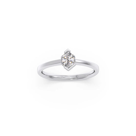 Half Bezel Set Smallitaire Tenz Hexa Cut Diamond Ring