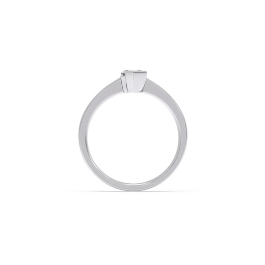 Half Bezel Set Smallitaire Tenz Hexa Cut Diamond Ring
