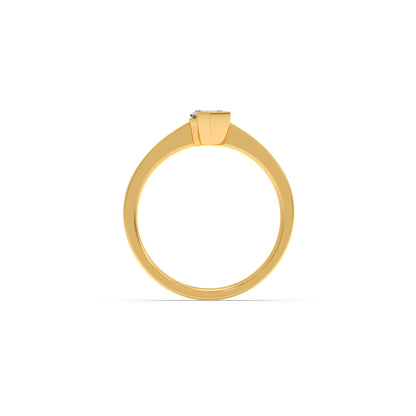 Half Bezel Set Smallitaire Tenz Hexa Cut Diamond Ring