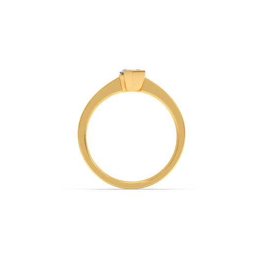 Half Bezel Set Smallitaire Tenz Hexa Cut Diamond Ring