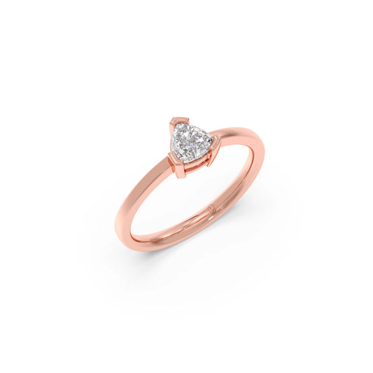 Half Bezel Set Trillion Cut Solitaire Ring