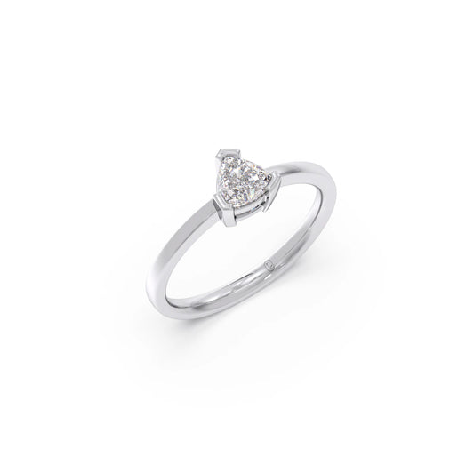 Half Bezel Set Trillion Cut Solitaire Ring