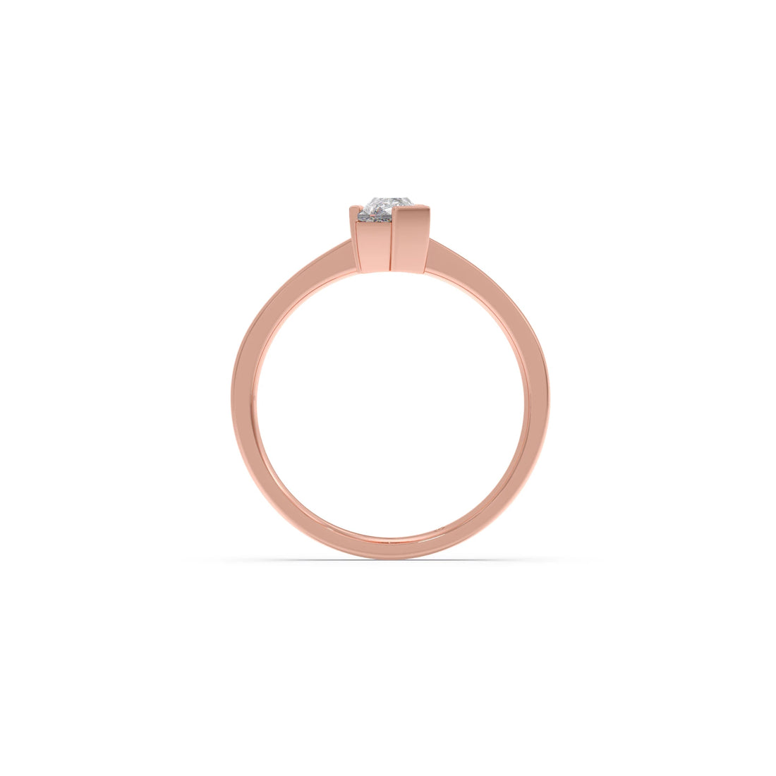 Half Bezel Set Pin Shape Solitaire Ring