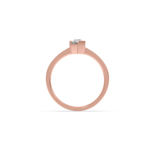 Half Bezel Set Pin Shape Solitaire Ring