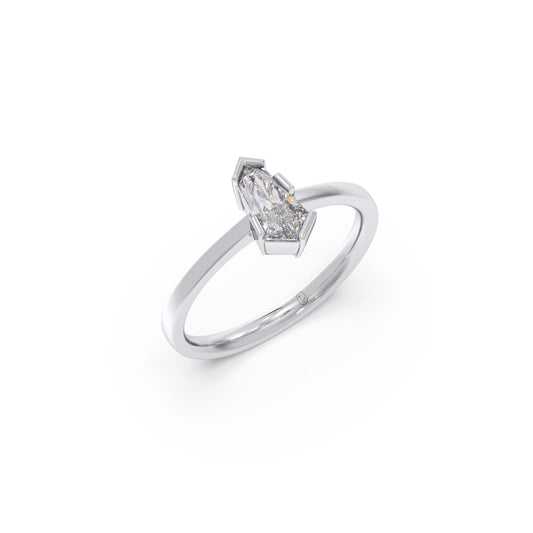 Half Bezel Set Pin Shape Solitaire Ring