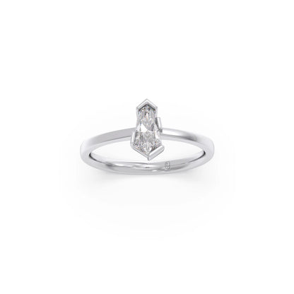 Half Bezel Set Pin Shape Solitaire Ring