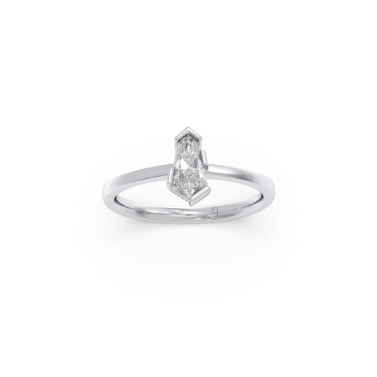 Half Bezel Set Pin Shape Solitaire Ring
