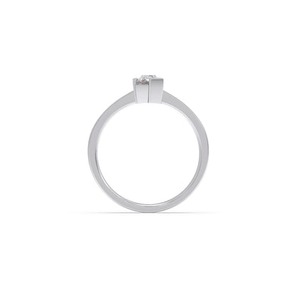 Half Bezel Set Pin Shape Solitaire Ring