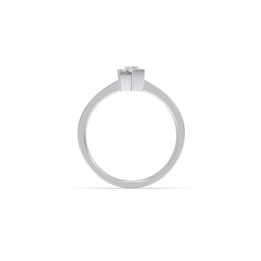 Half Bezel Set Pin Shape Solitaire Ring